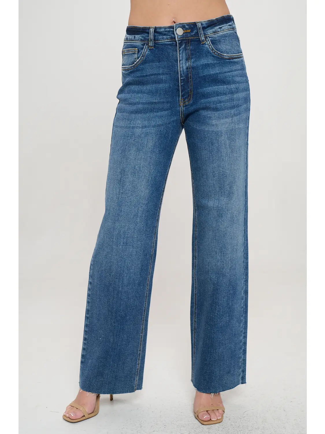 Stretch High Waisted Wide Leg Jeans