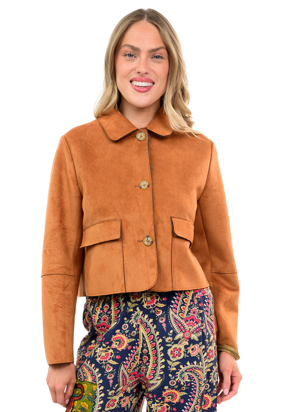Cinnamon Suede Patch Pocket Jacket