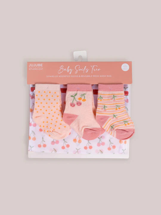 JUJUBE BABY SOCKS TRIO - CHERRY CUTE BY DOODLE BY MEG