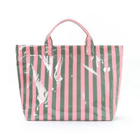 Large Striped Vinyl Tote Bags