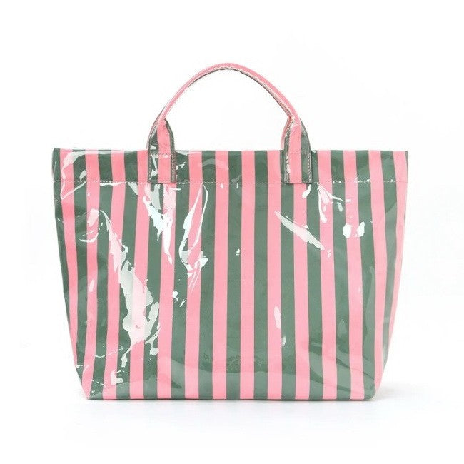 Large Striped Vinyl Tote Bags