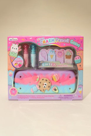 Kids Silicone Charm Pencil Stationery Set