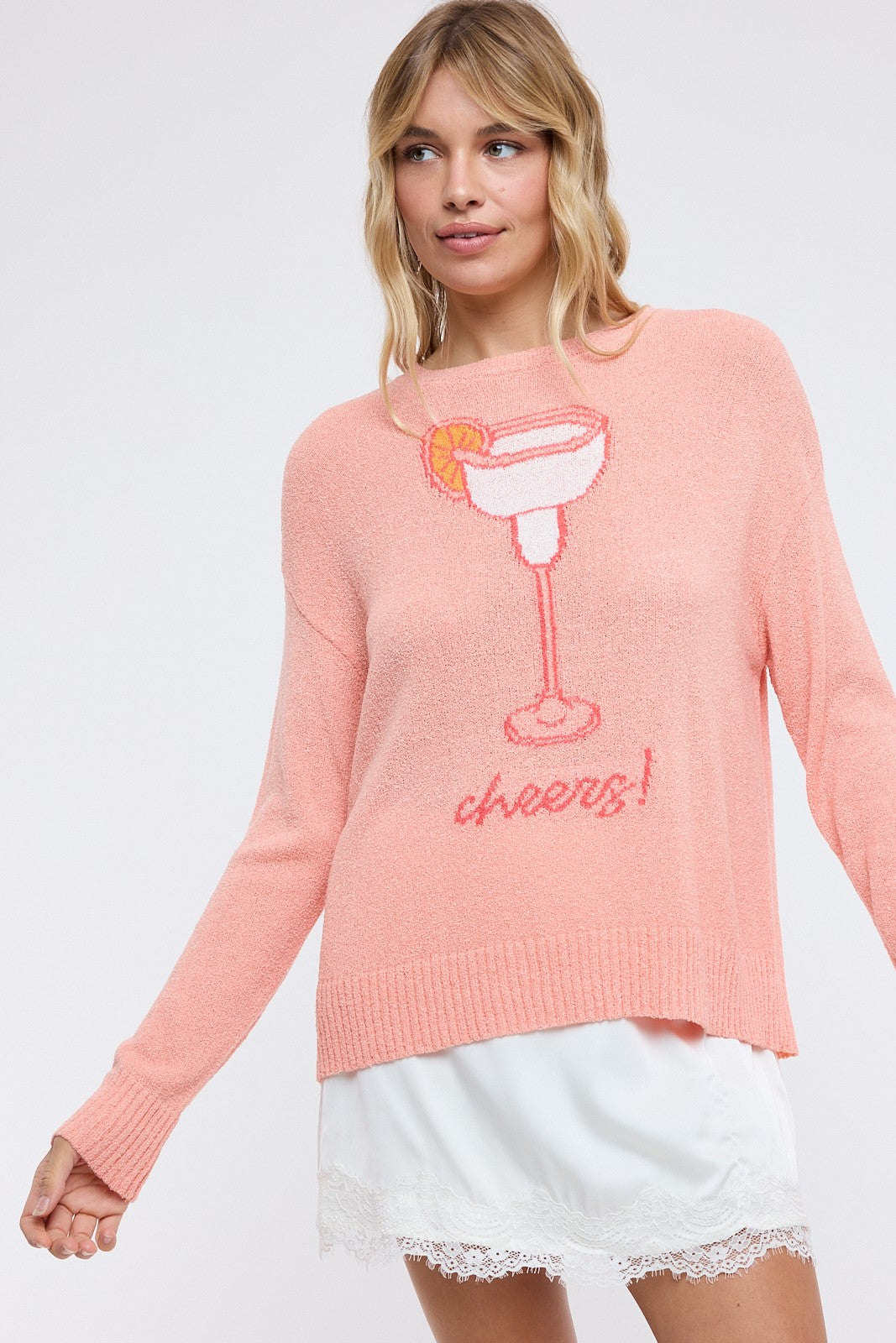 Melon Cocktail Cheers Lightweight Sweater
