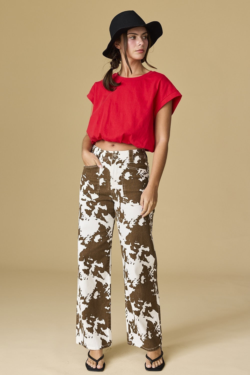 Red Loose Fit Bubble Hem Top