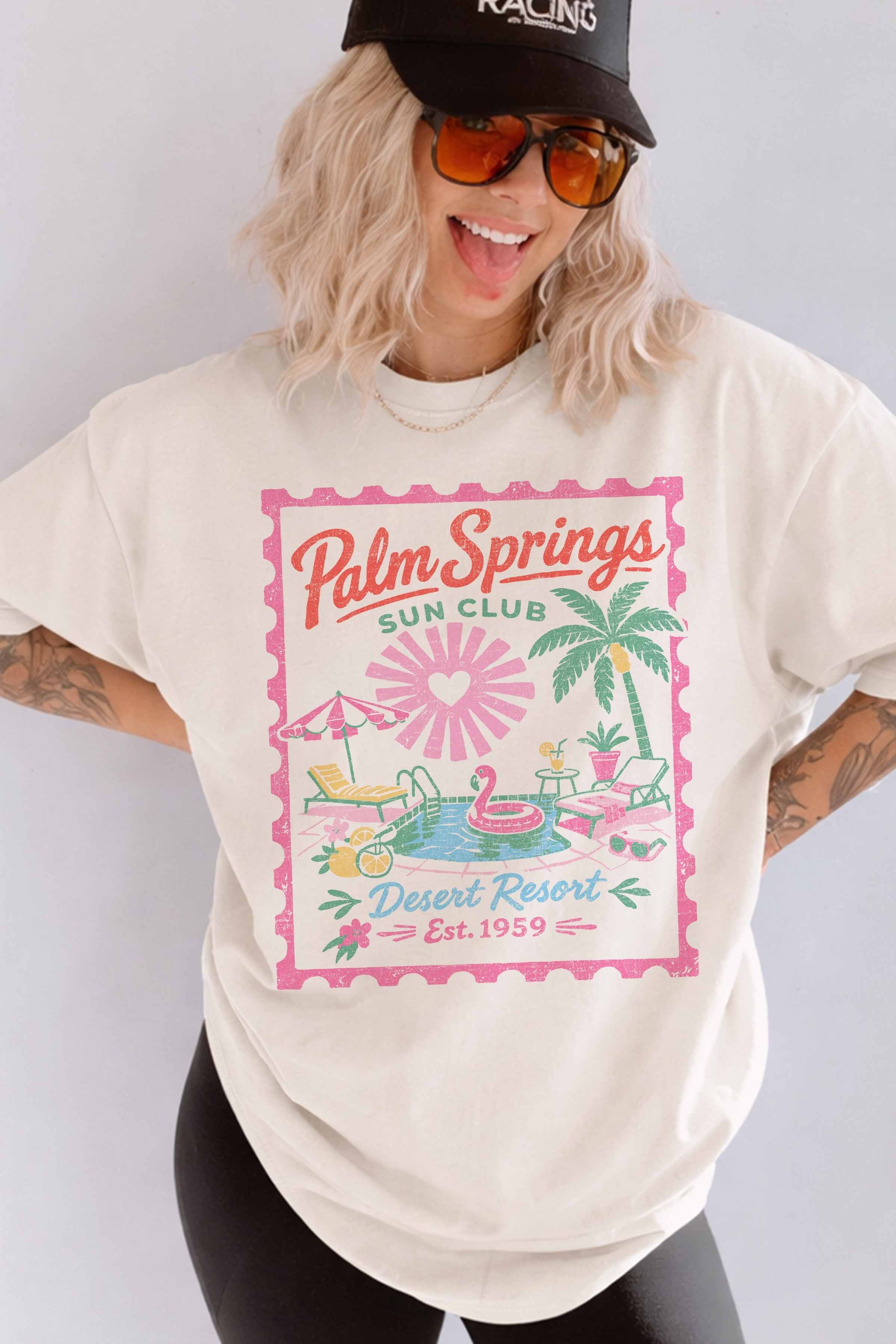 Palm Springs Sun Club Oversized Graphic Tee