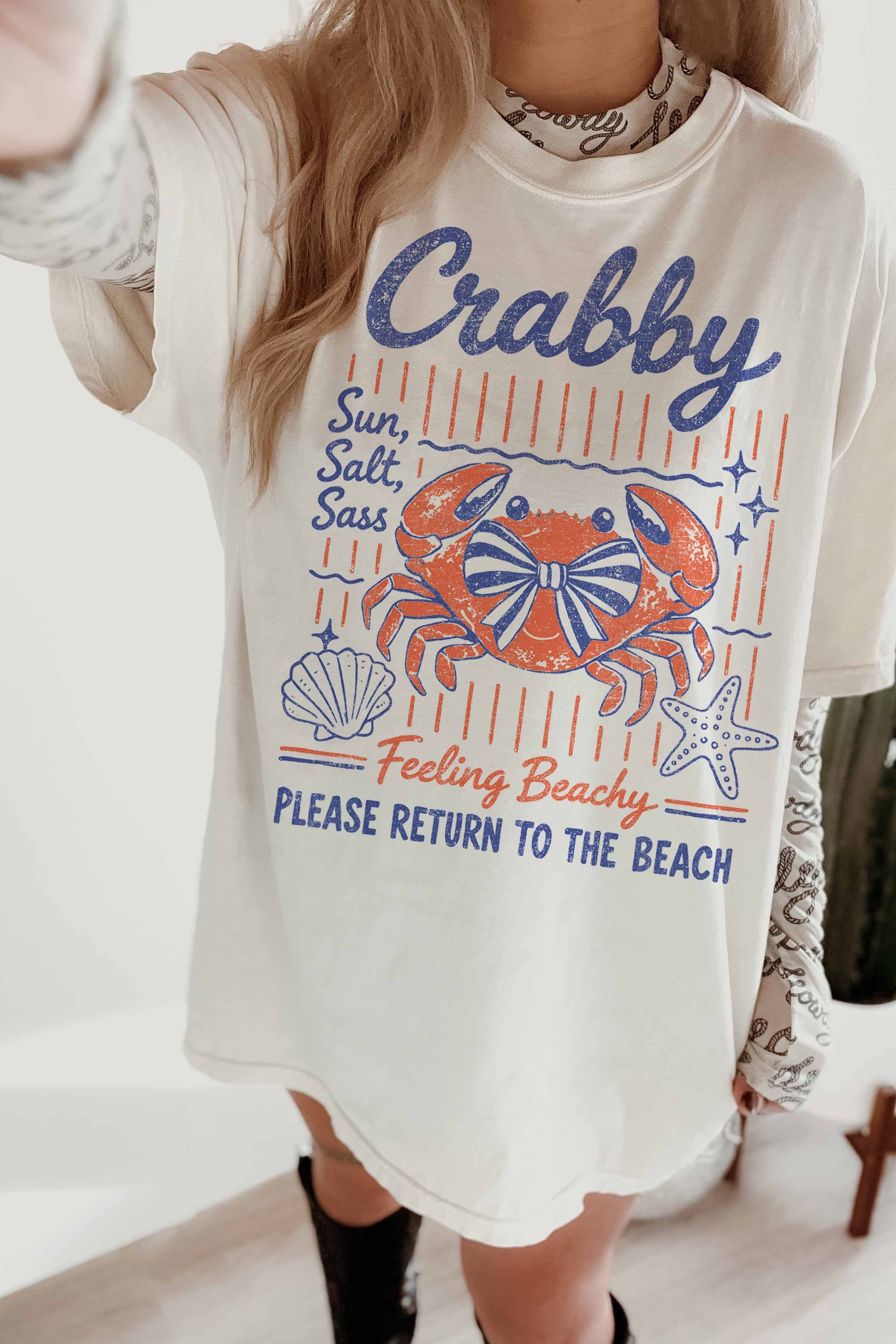 Crabby Feeling Beachy Oversized Graphic Tee