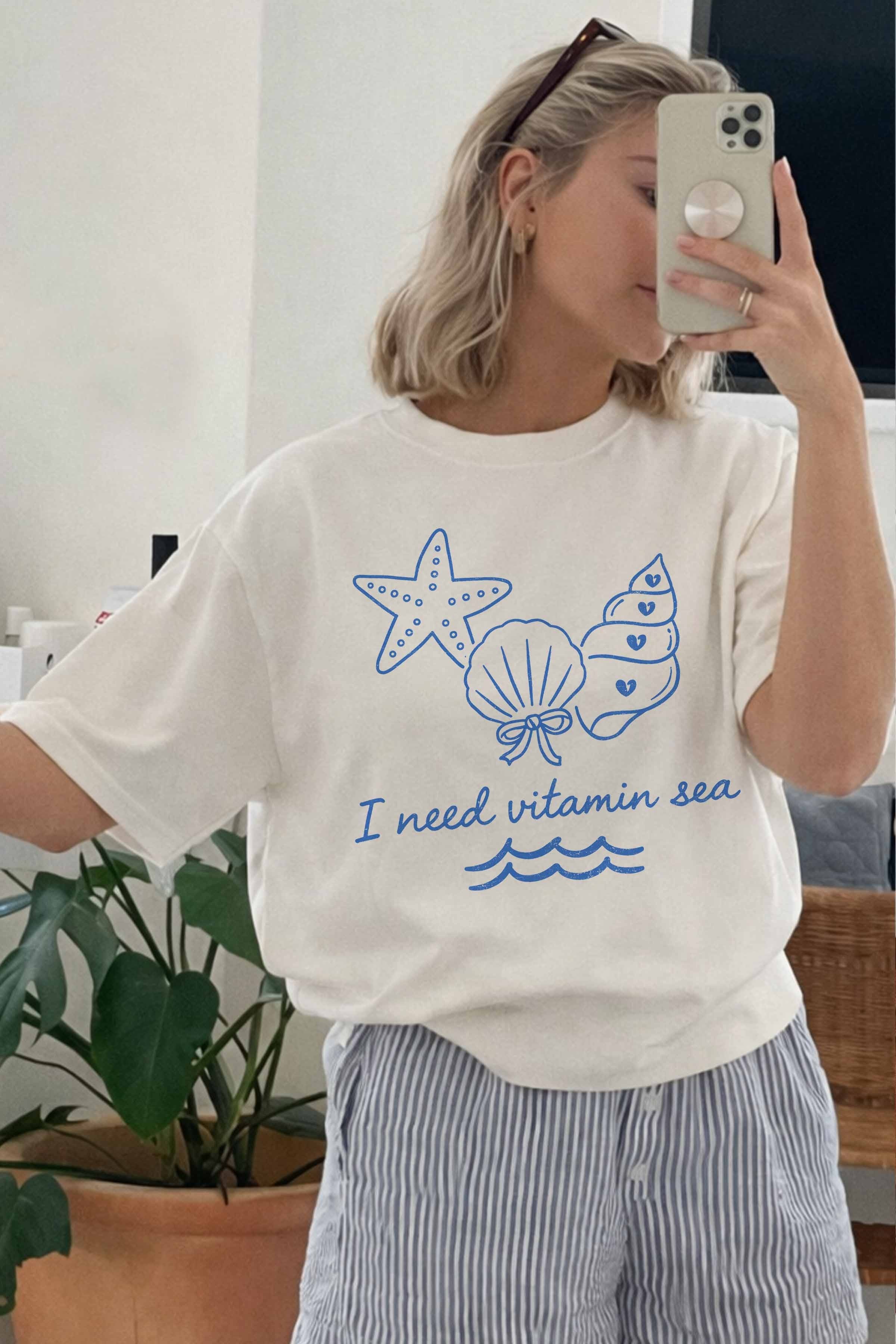 I Need Vitamin Sea Oversized Graphic Tee