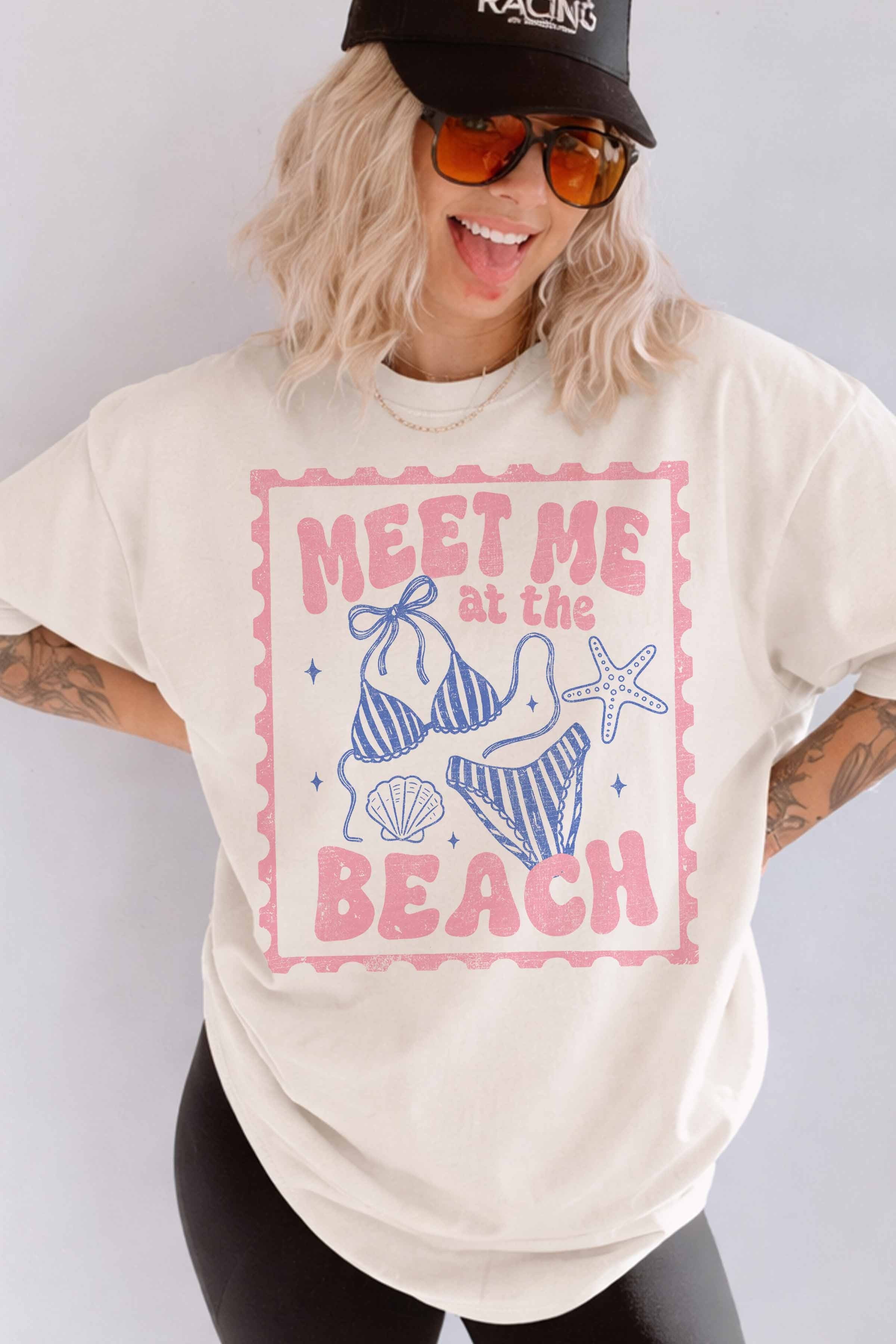 Meet Me At The Beach Oversized Graphic Tee