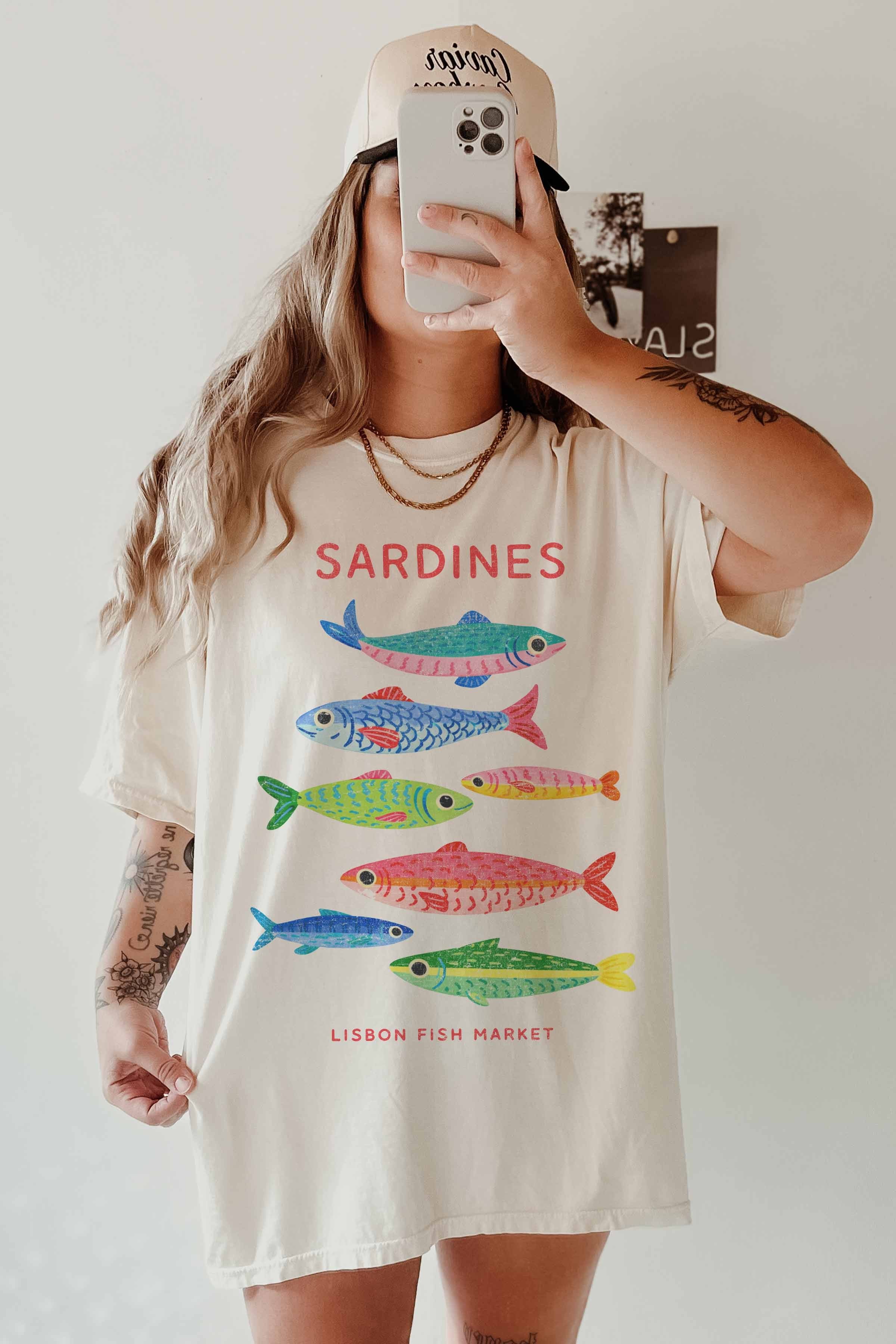 Sardines Lisbon Fish Market Oversized Graphic Tee