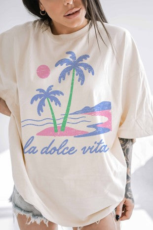 La Dolce Vita Summer Oversized Graphic Tee