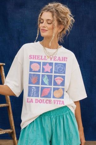 Shell Yeah La Dolce Vita Oversized Graphic Tee