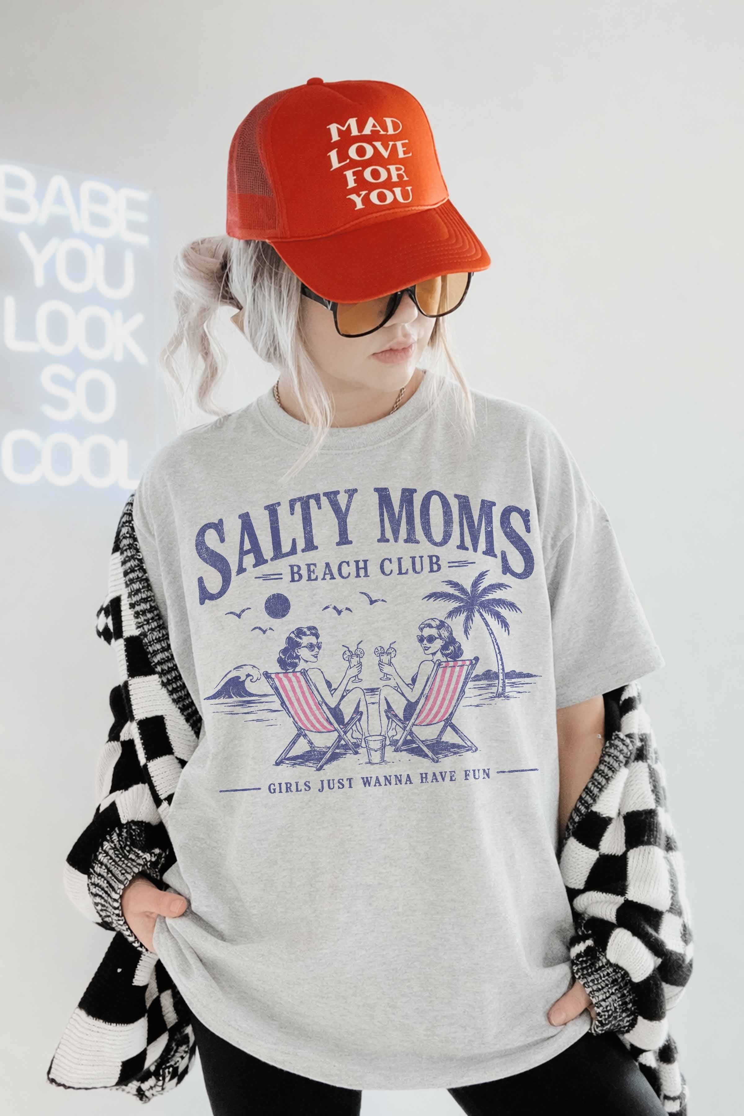 Salty Moms Beach Club Oversized Graphic Tee