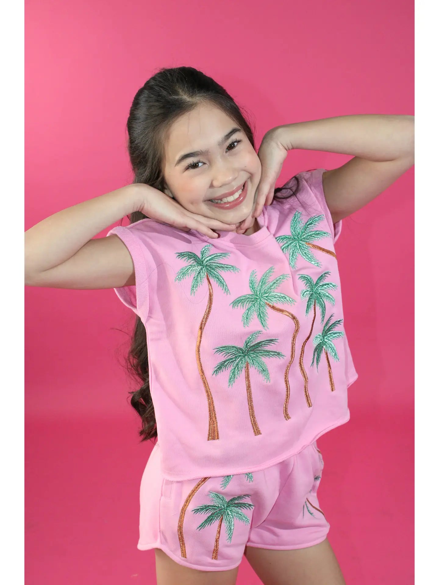 Lurex Embroidered Palm Top Tween Girls