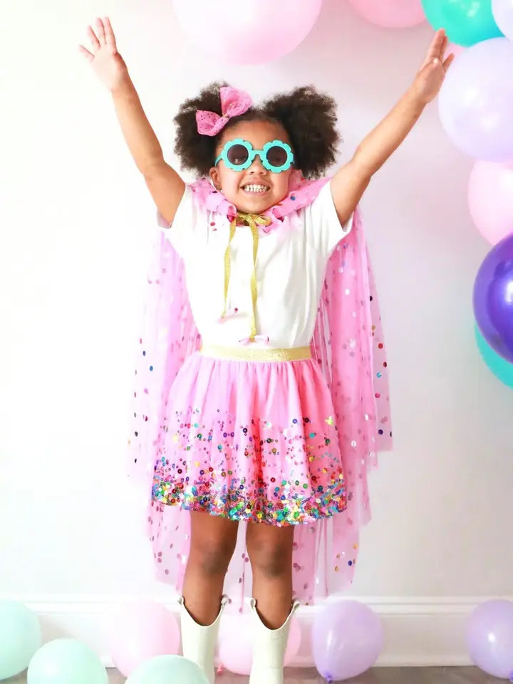 Sweet Wink- Raspberry Confetti Cape