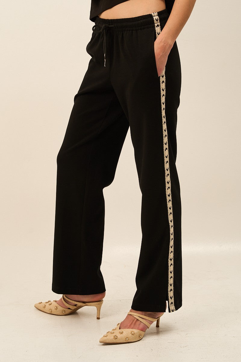 Black Western Side Seam Detail Pants
