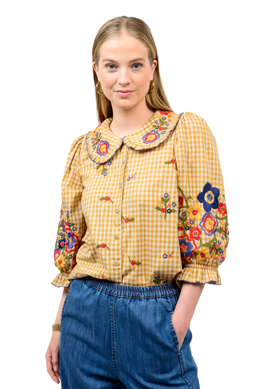Gold Check Garden Top