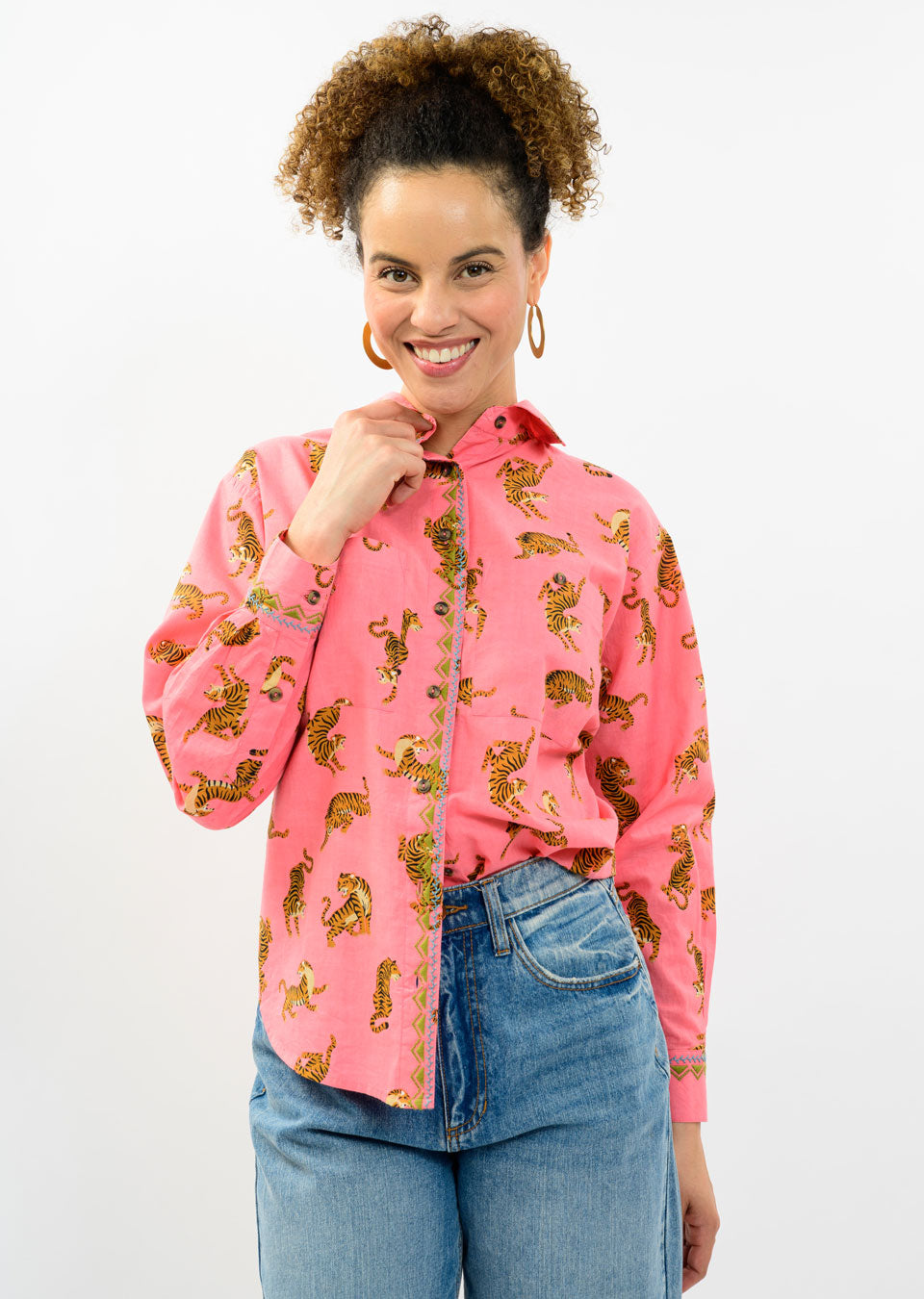 Coral Tiger Camp Shirt