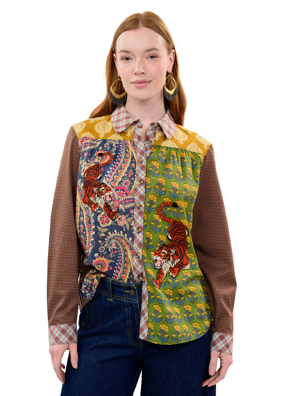 Tiger Embroidered Patch Shirt