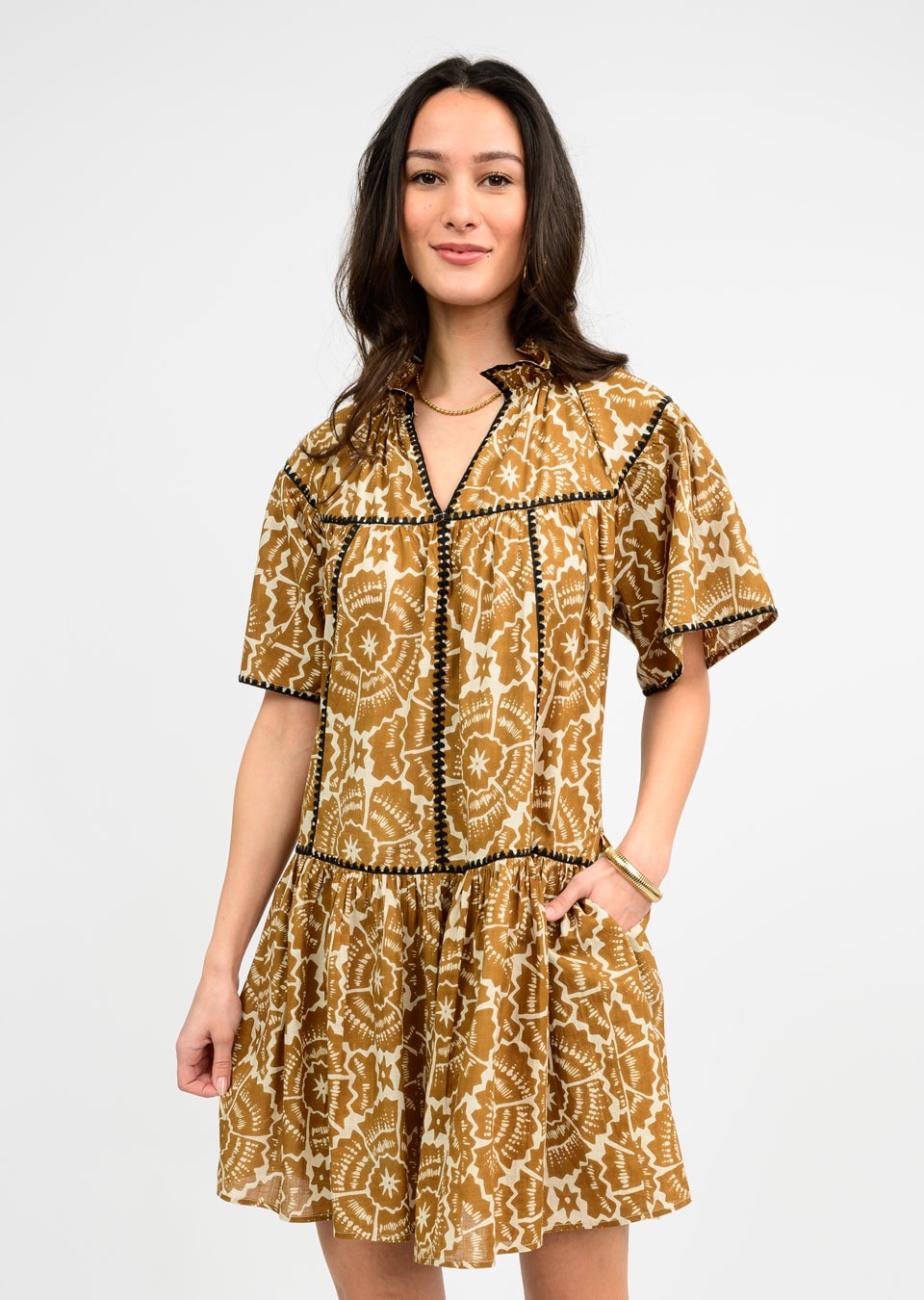 Ivy Jane Brown/White Pattern Dress