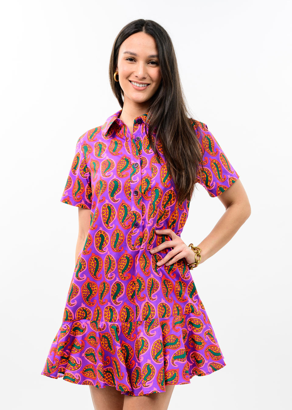 Purple Flounce Hem Dress