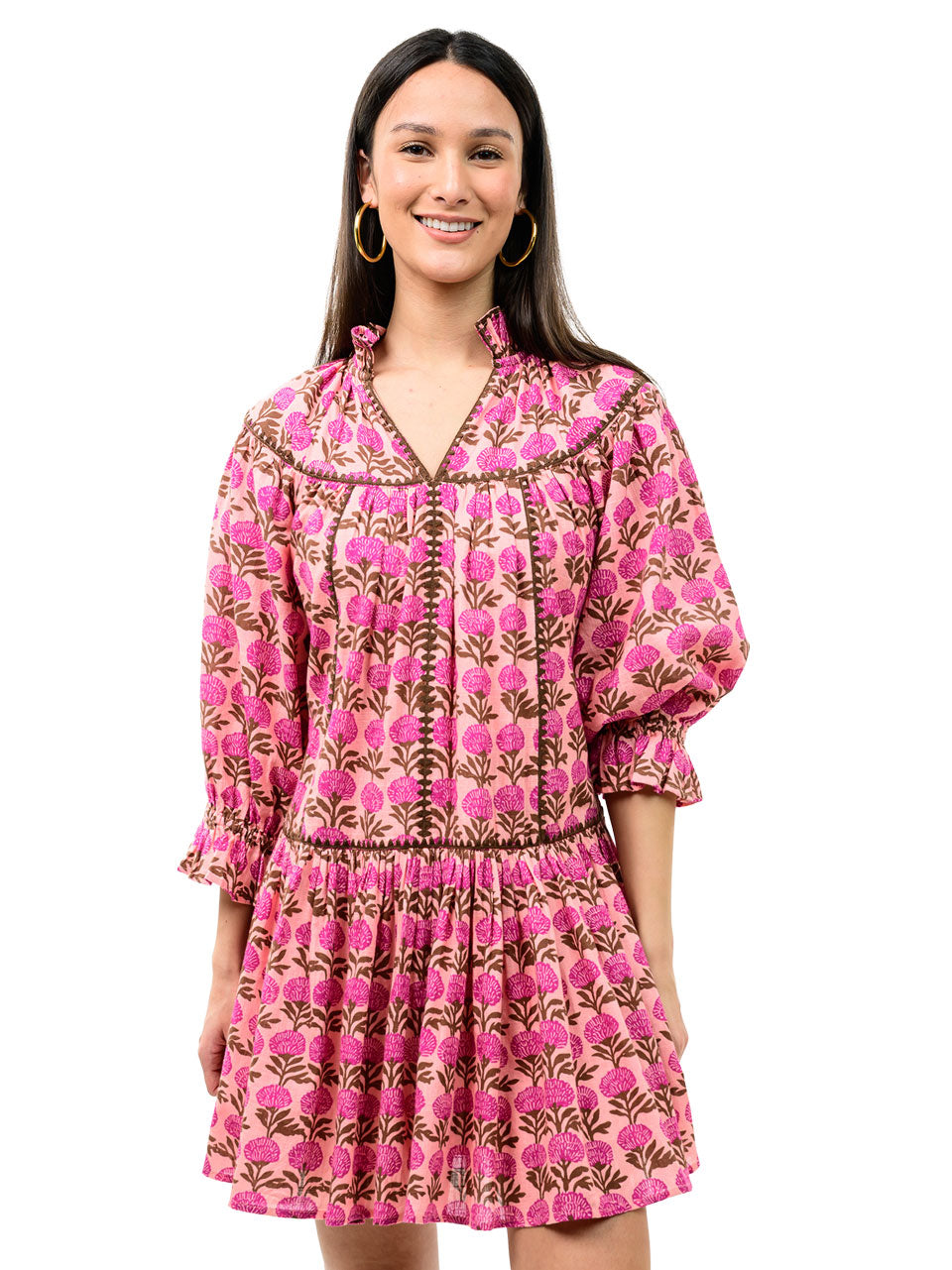 Rose Ruffle Collar Dress W Blanket Stitch