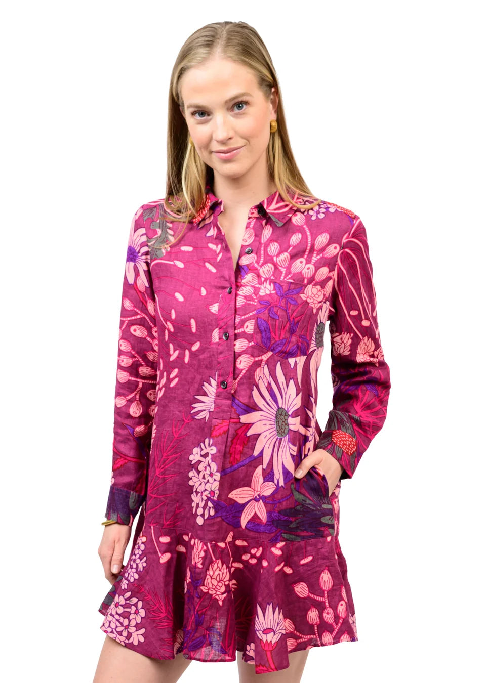 Uncle Frank Linen Dress Flounce Hem