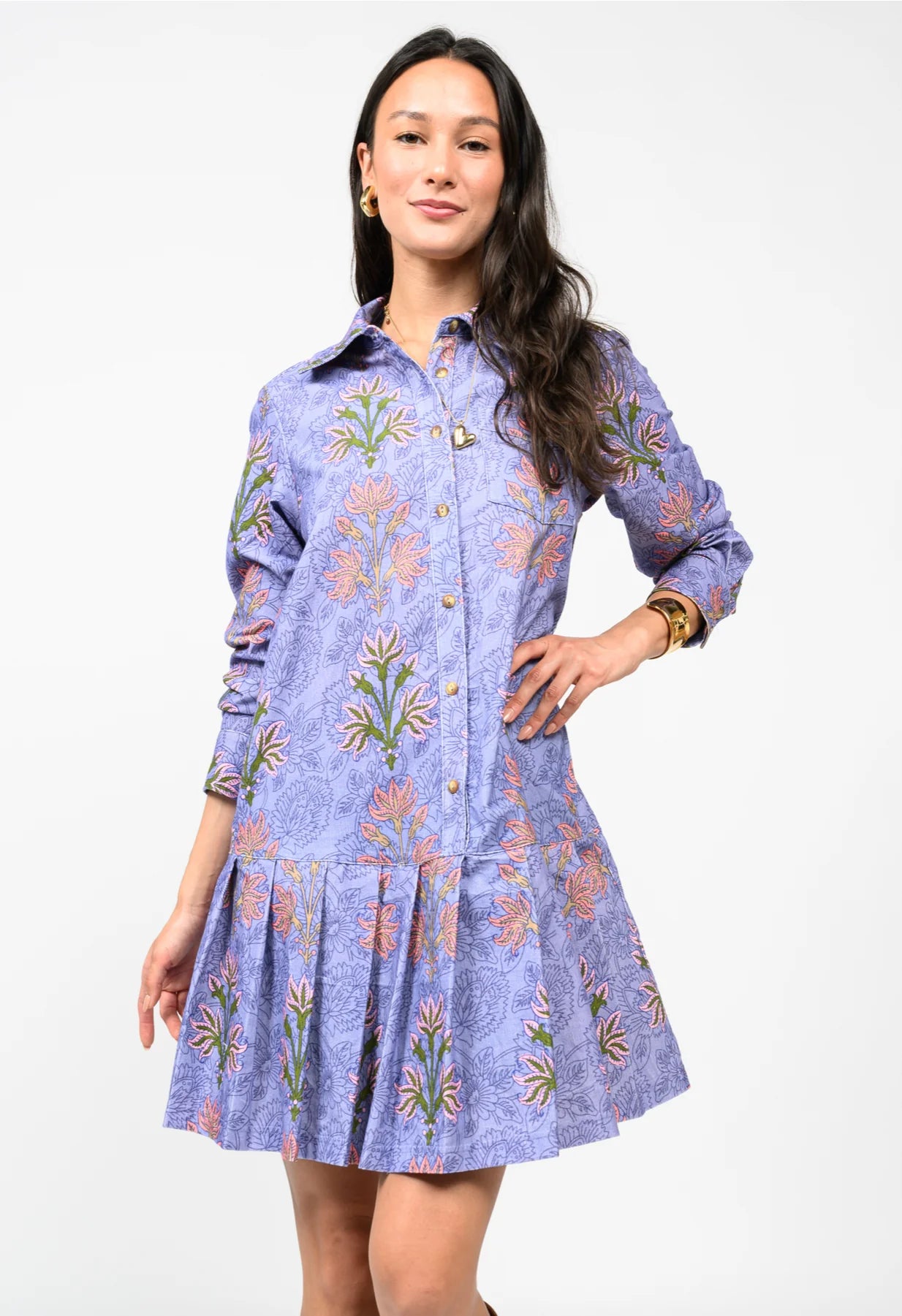 Drop Waist Pleated Dress