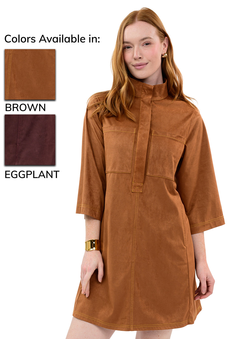 Brown Suede Swing Dress