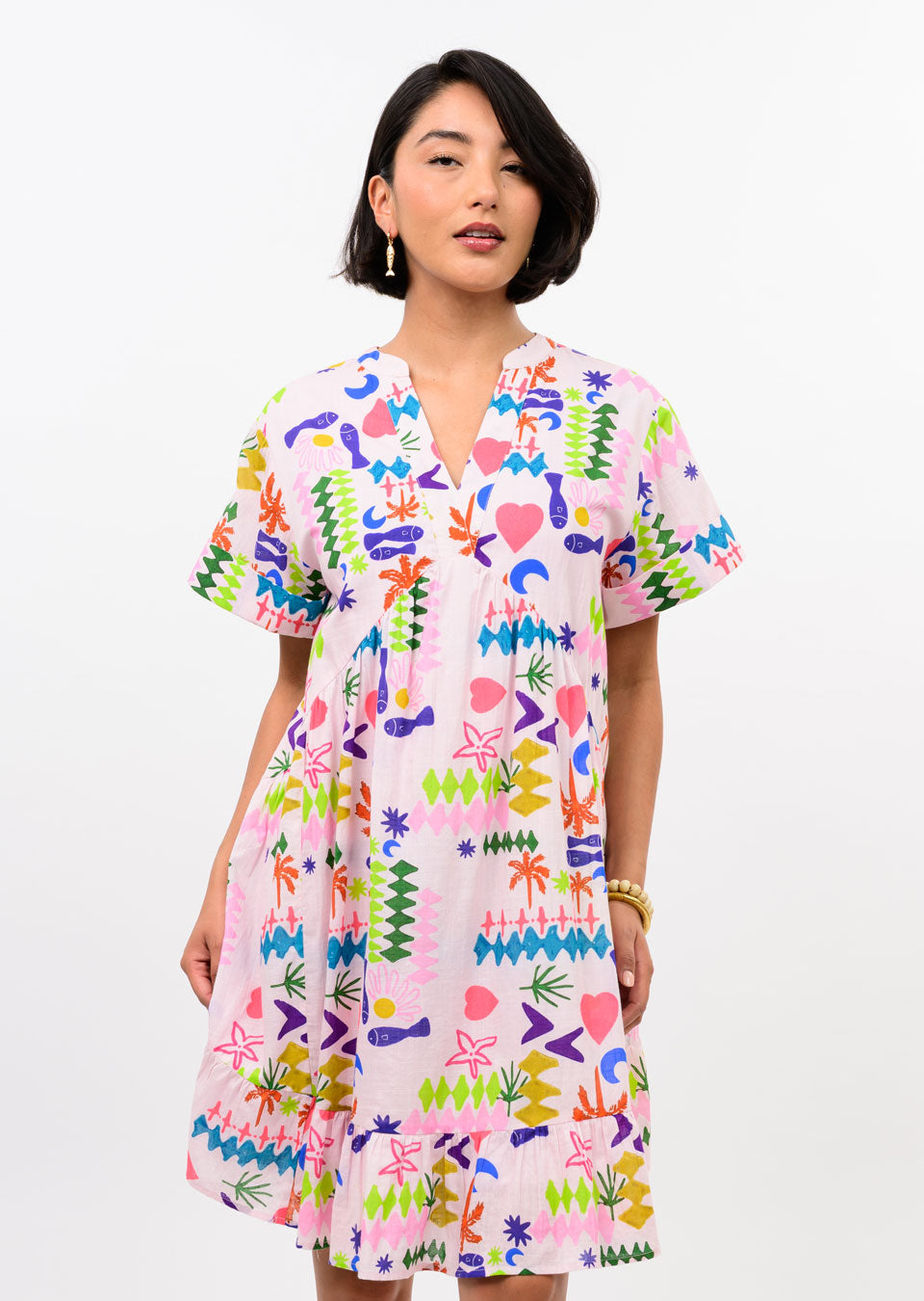 Uncle Frank Light Pink Multi Print Dress