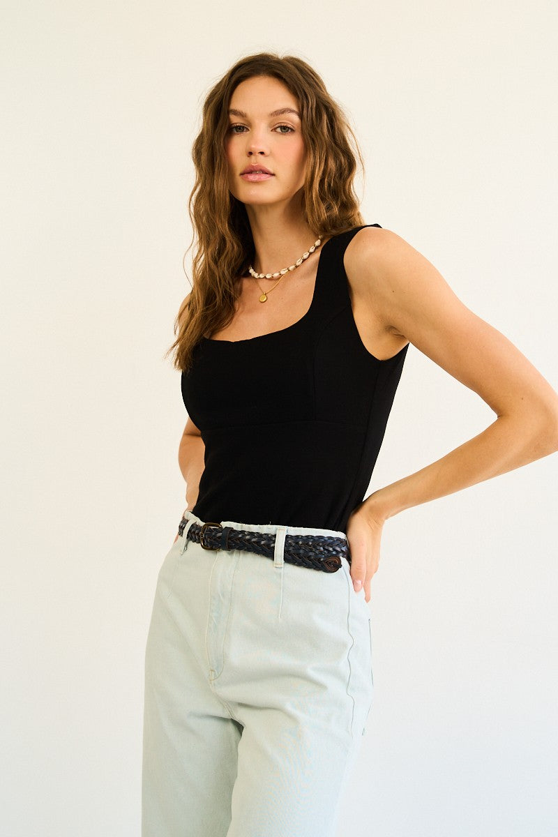 Black Classy Sleeveless Knit Top