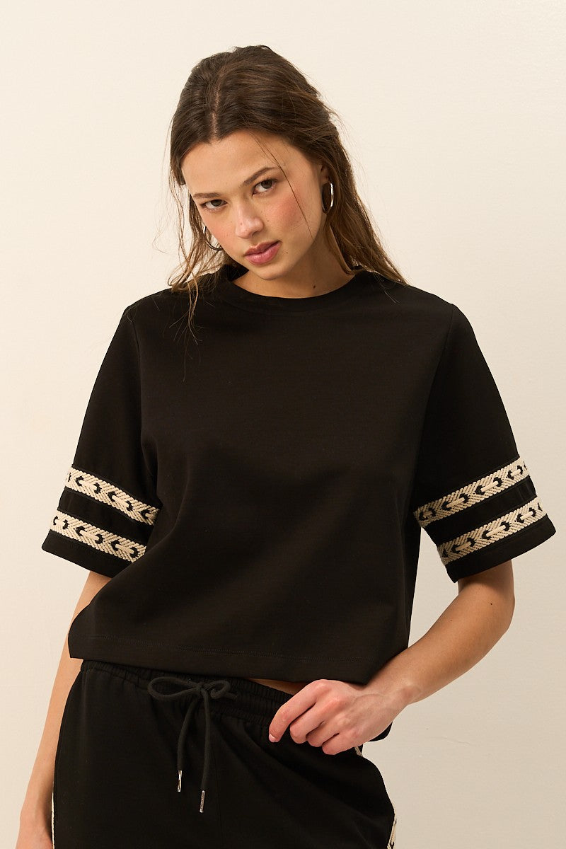 Black Western Sleeve Premium Knit Top