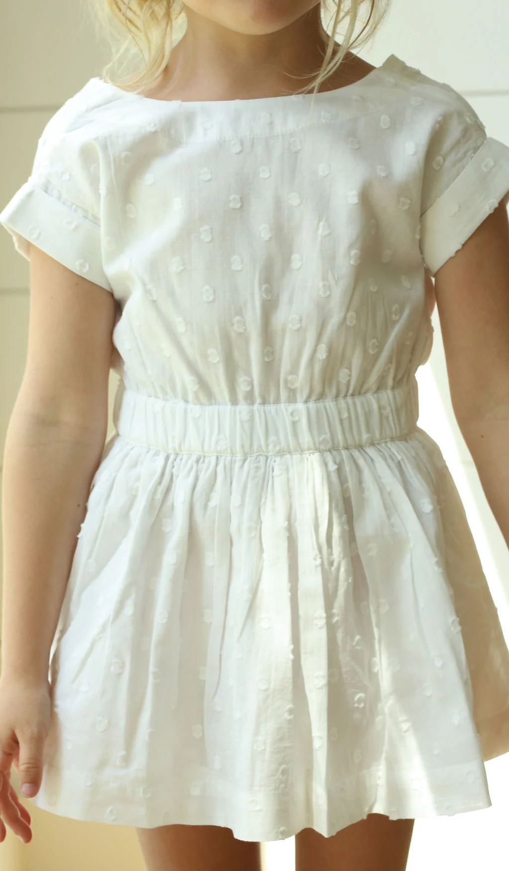 The Bow Back Dress - Swiss Dot - sea foam trim