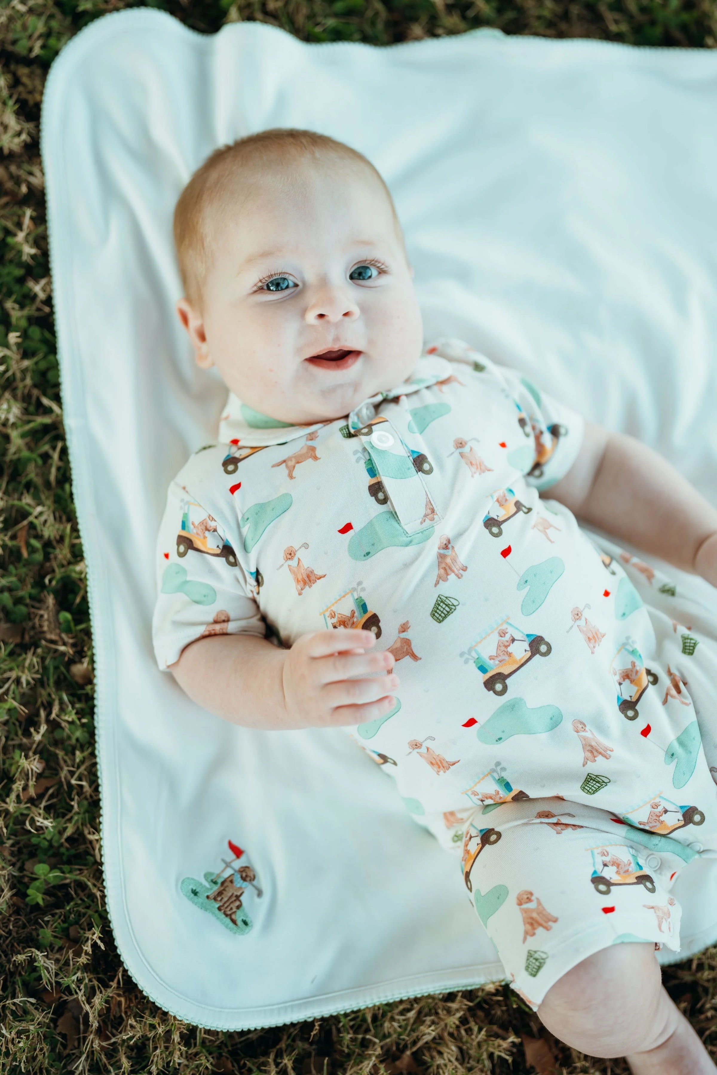 SS Polo Romper - Barks & Birdies