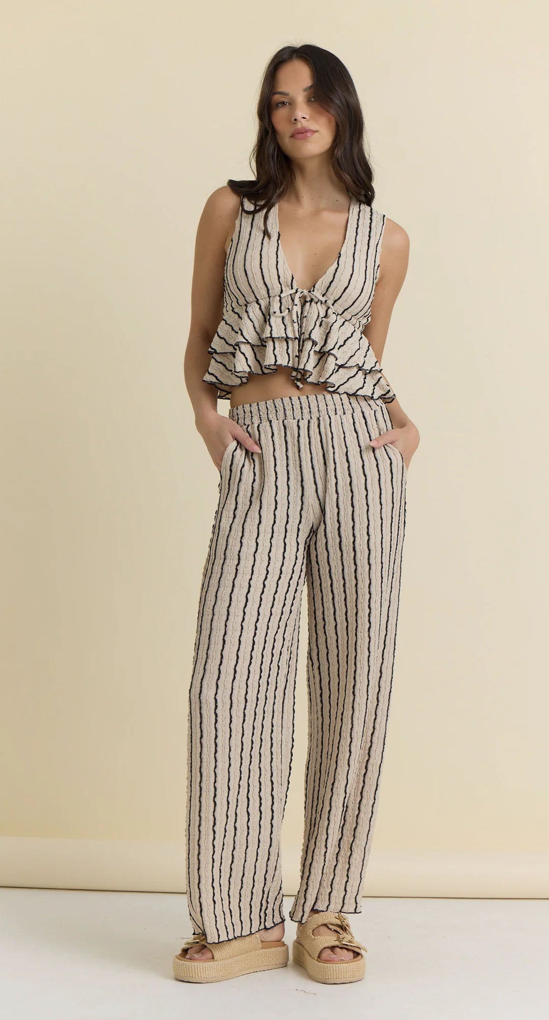 Novelty Knit Tie Front Top