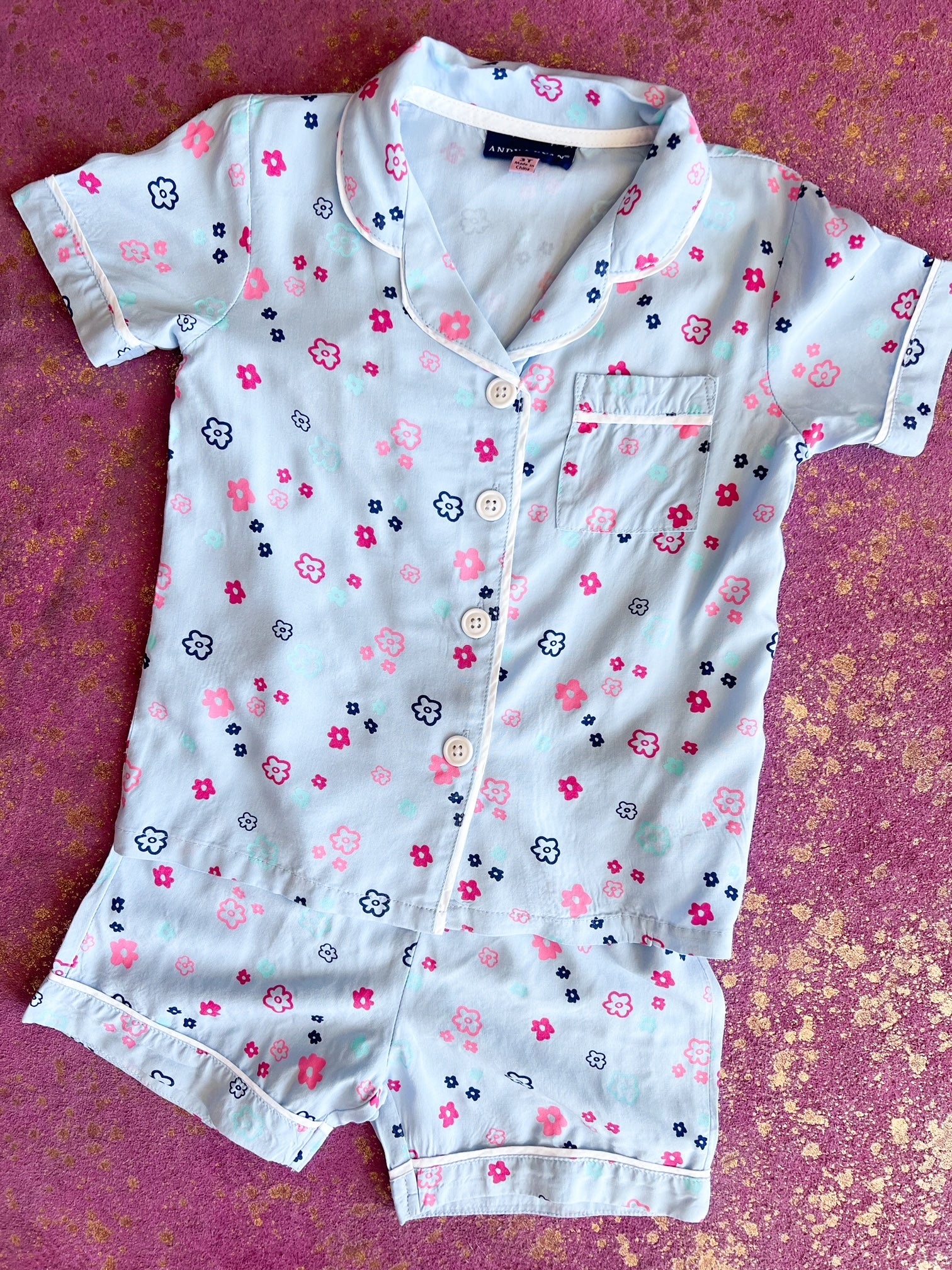 Andy & Evan Two Piece Aqua Floral PJ's