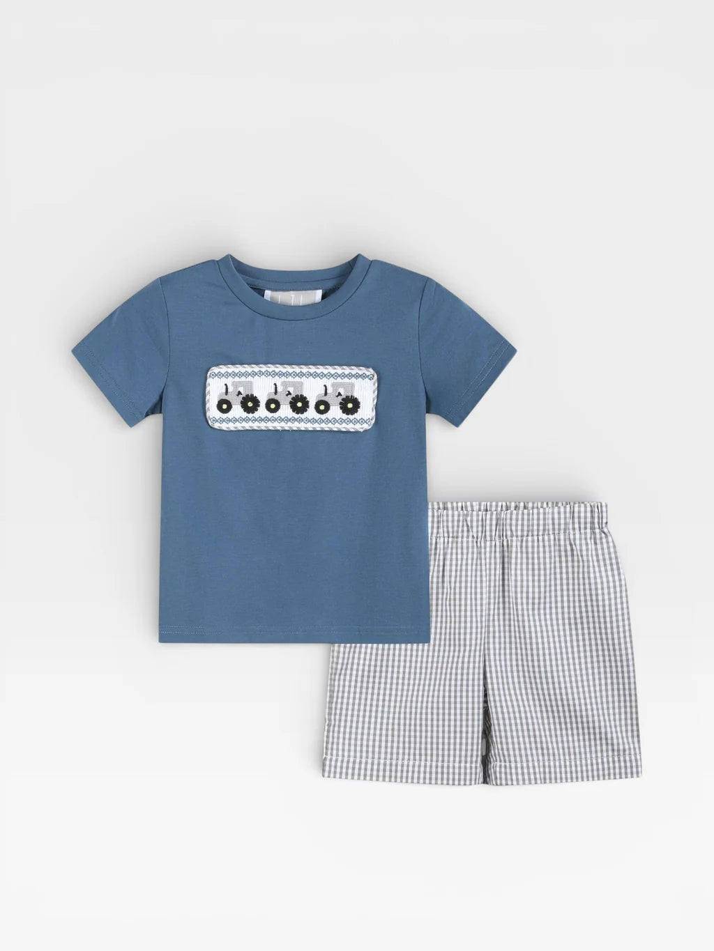 Blue Tractor Smocked Set