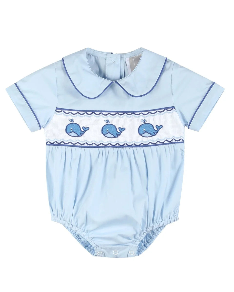 Blue Whale Smocked Romper