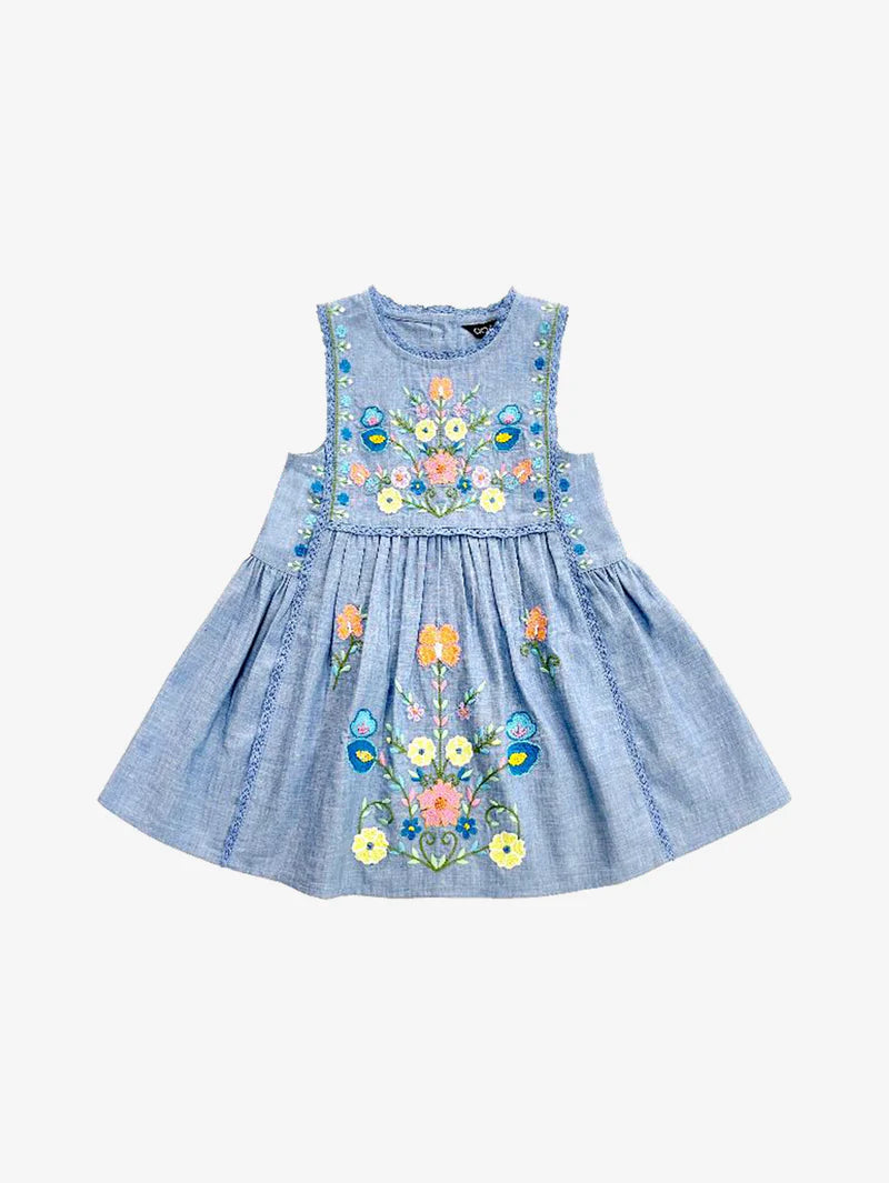 Blu&Blue Embroidered Denim Sleeveless Dress