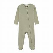 Waffle Zipper Footed Romper Tea