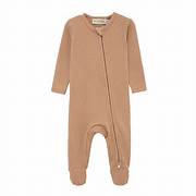 Waffle Zipper Footed Romper Tawny Rose