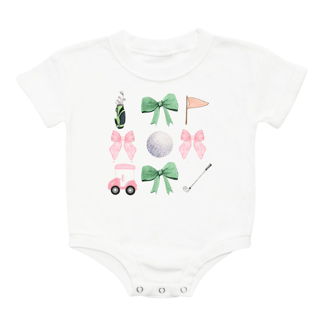 Sweet wink- Coquette Golf Girl Short Sleeve Romper - White
