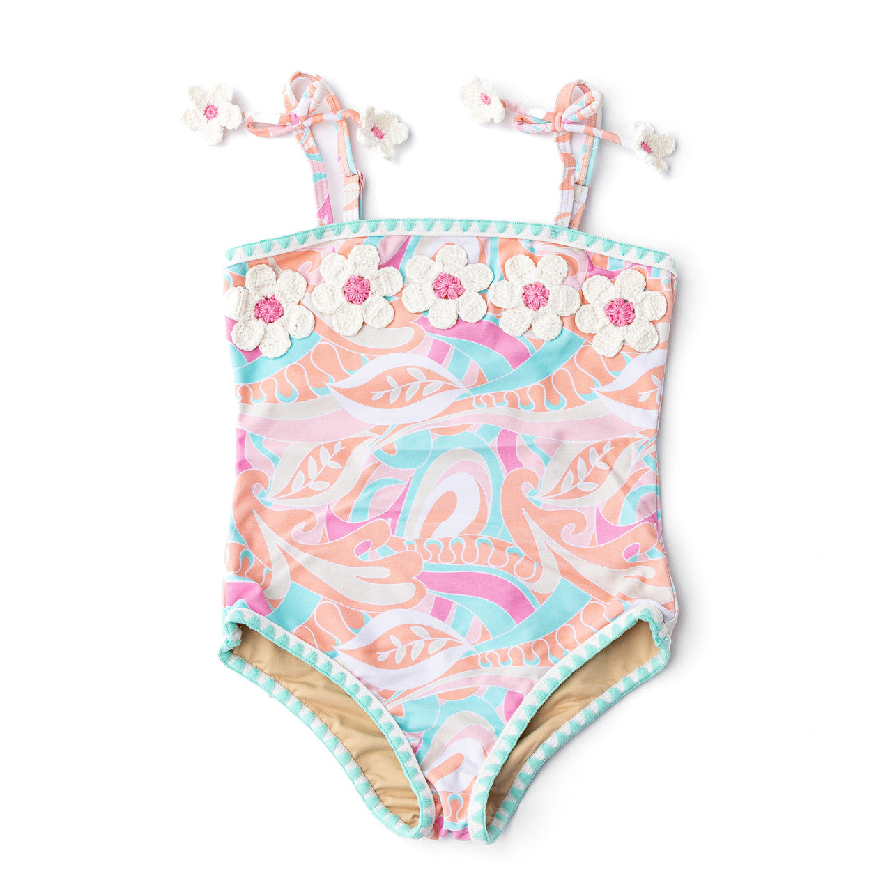 Tutti Fruity Girls Crochet Pom Pom One Piece Swimsuit