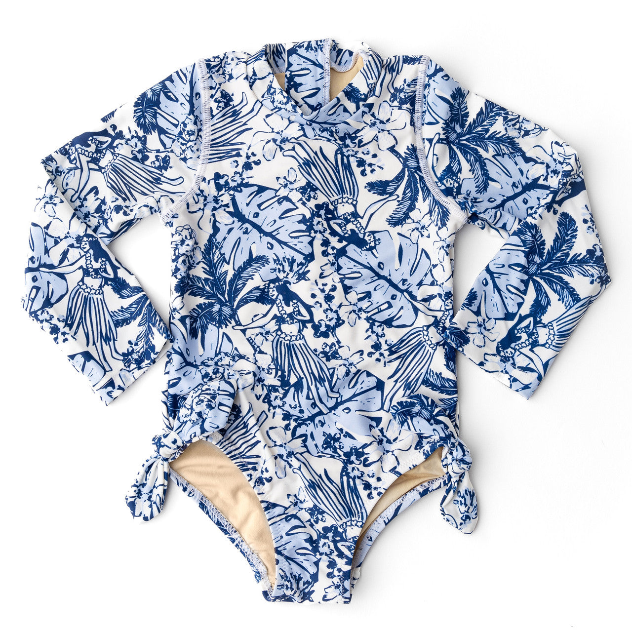 Tiki Tides Girls Long Sleeve One Piece Swimsuit