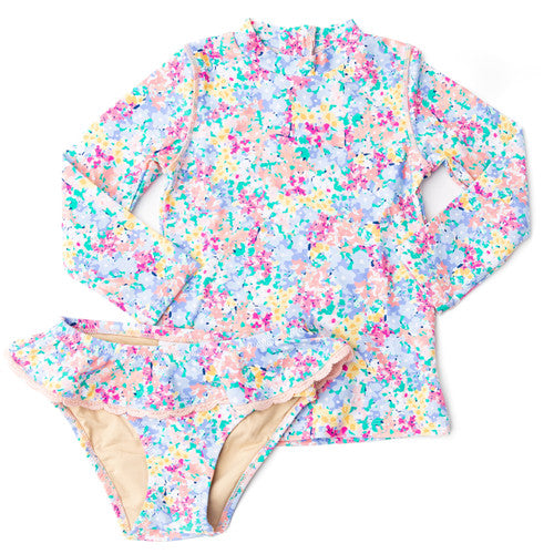 Shade Critter Spring Blooms Girls Rashguard Swim Set
