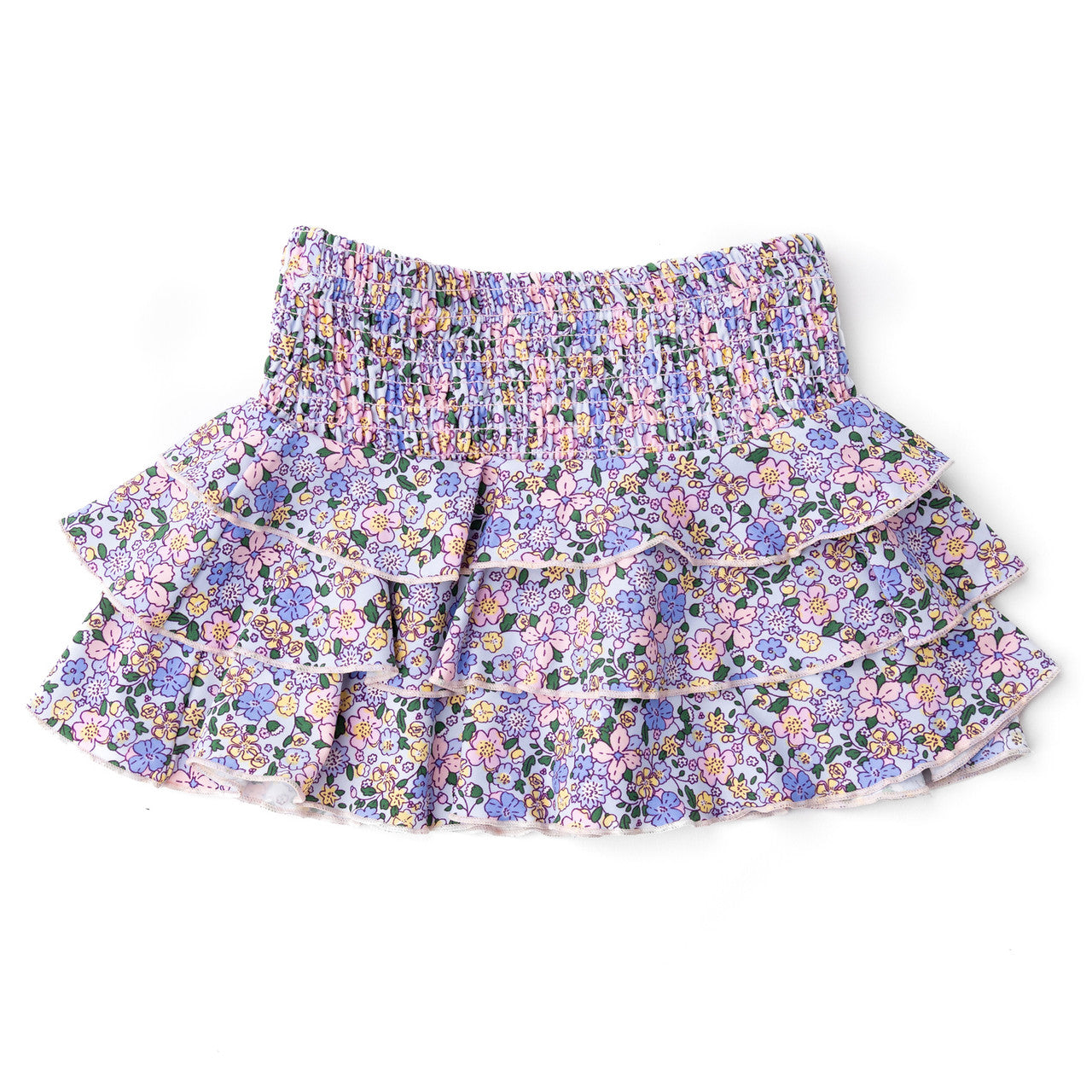 Shade Critters Blue Blossoms Girls Smocked Ruffle Active Skirt
