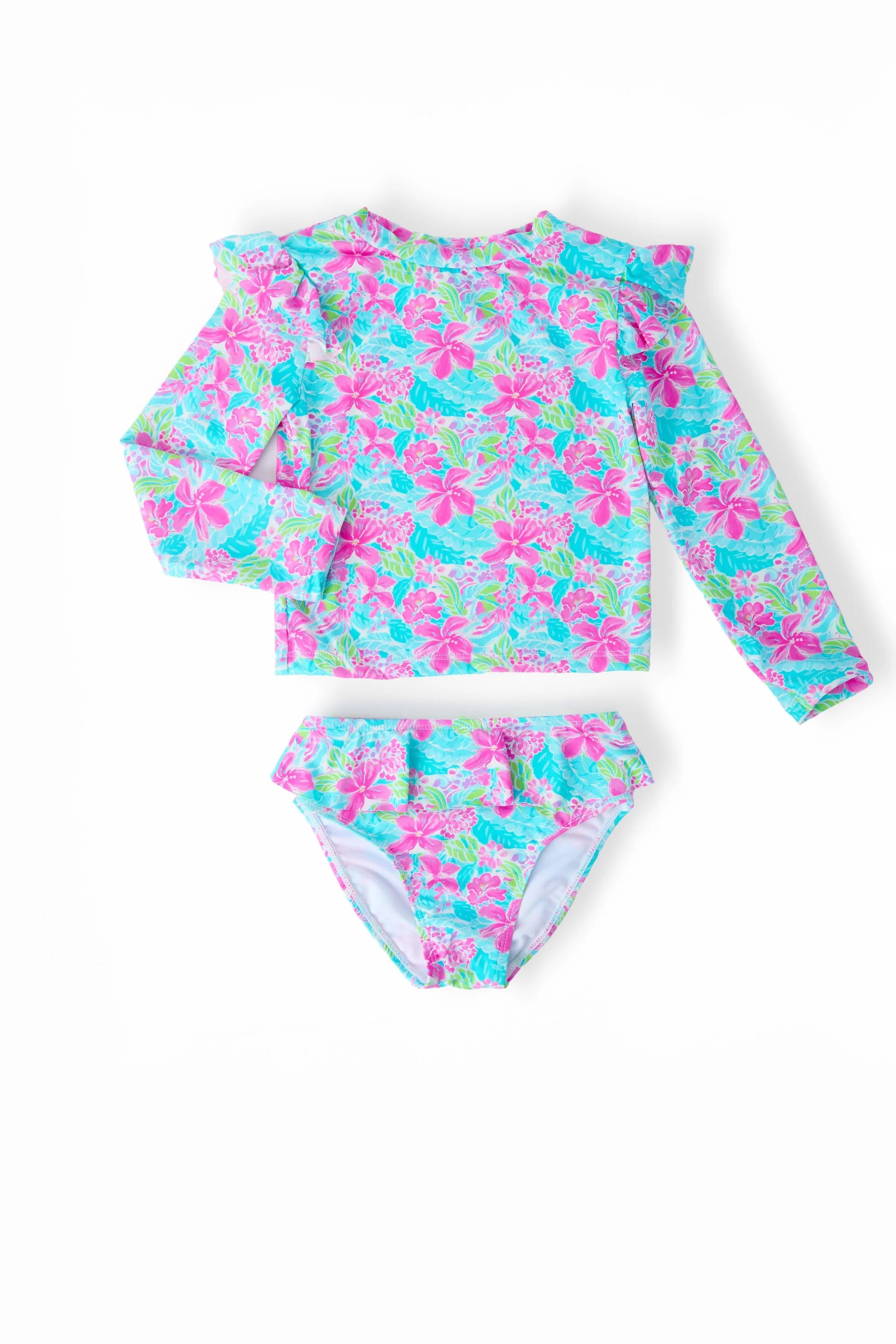 Tropical Punch L/S Flutter Rashguard Swimsuit Set