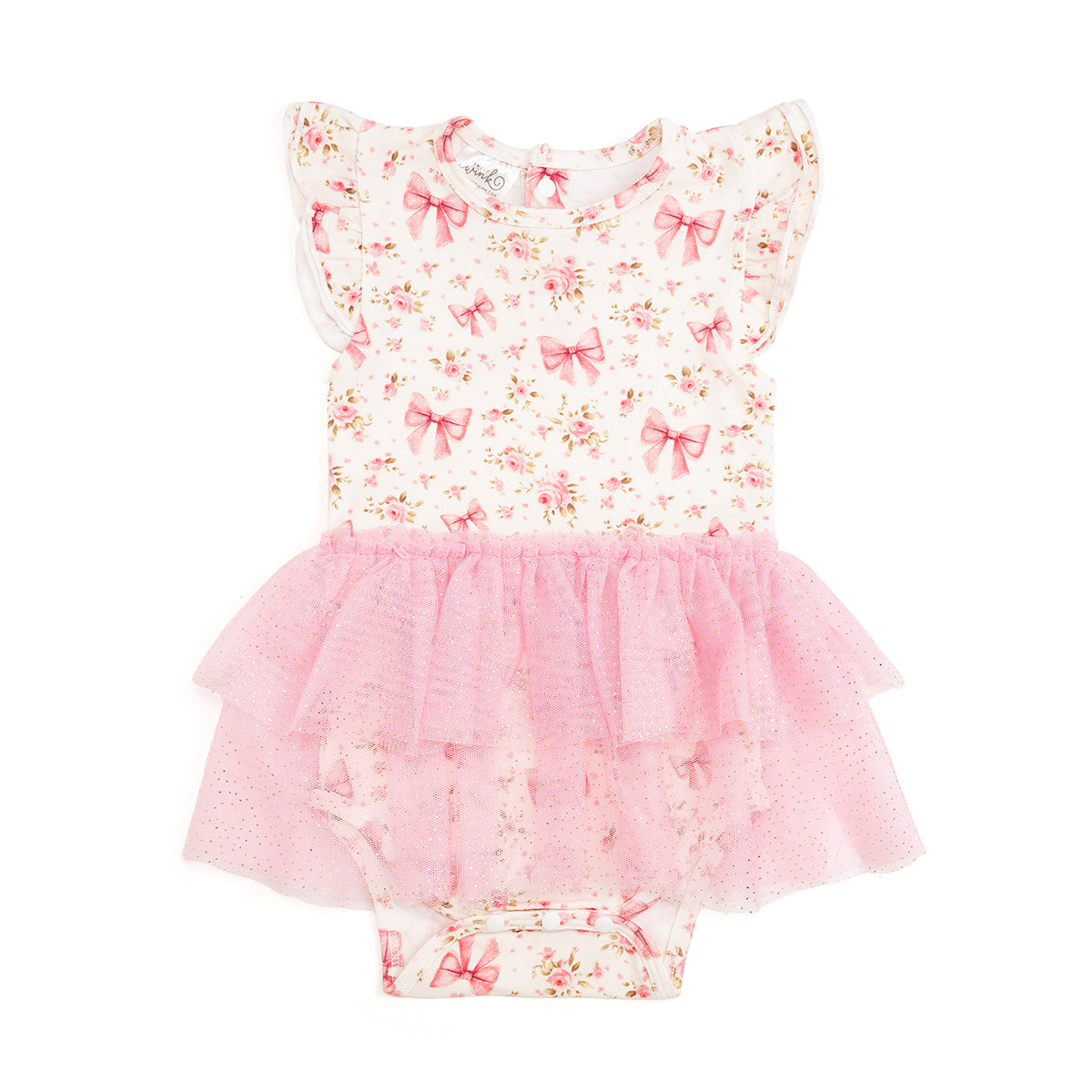 Sweet Wink- Ditsy Floral Short Sleeve Tutu Bodysuit