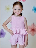 Pink Striped Short Set