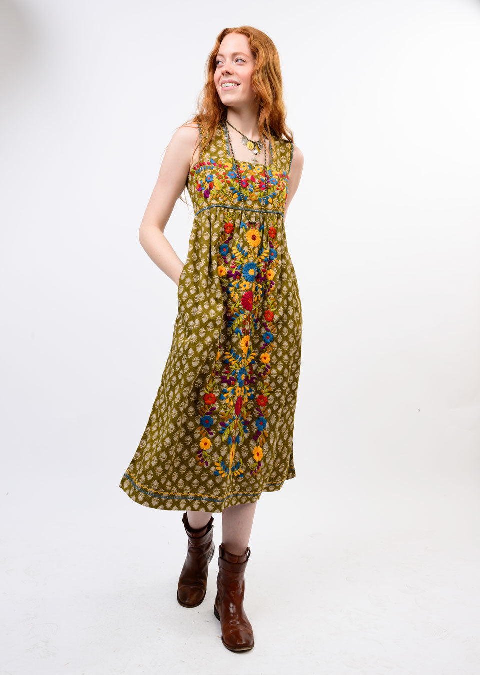Olive Block Valentina Dress