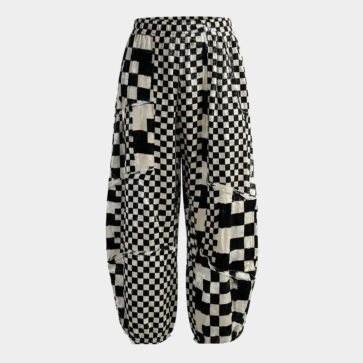 Harem Pants with Checkerboard Pattern